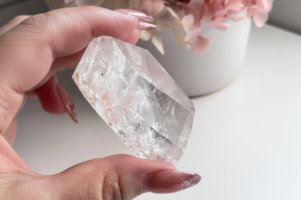 Clear Quartz Freeform with small Hematite Inclusions