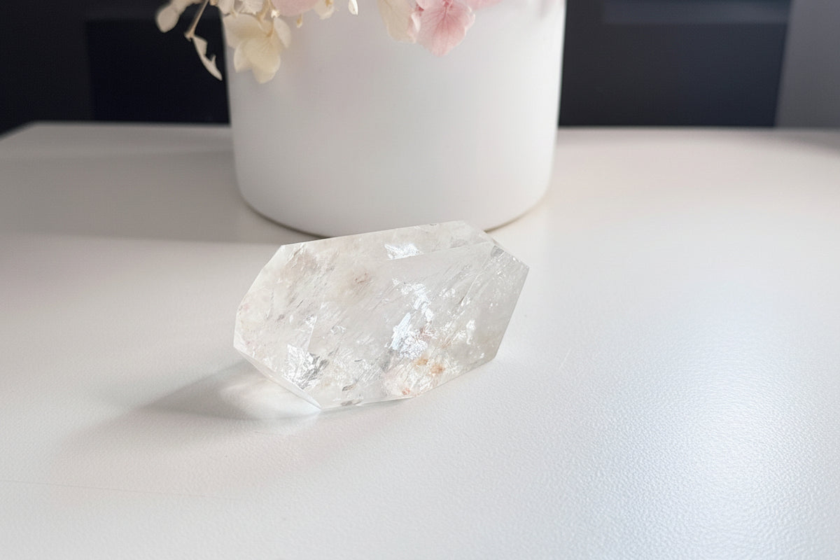 Clear Quartz Freeform with small Hematite Inclusions