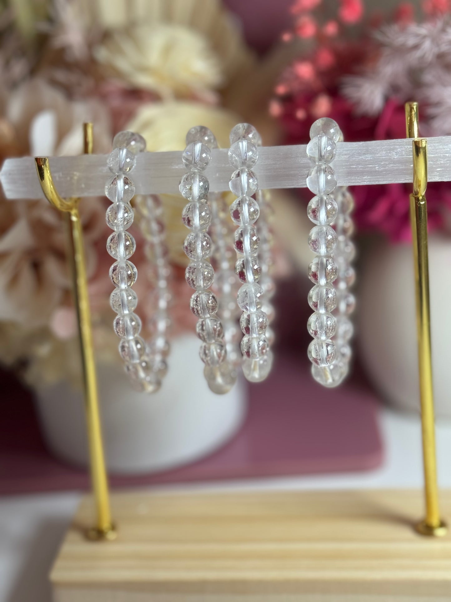 8mm Clear Quartz Bead Bracelet