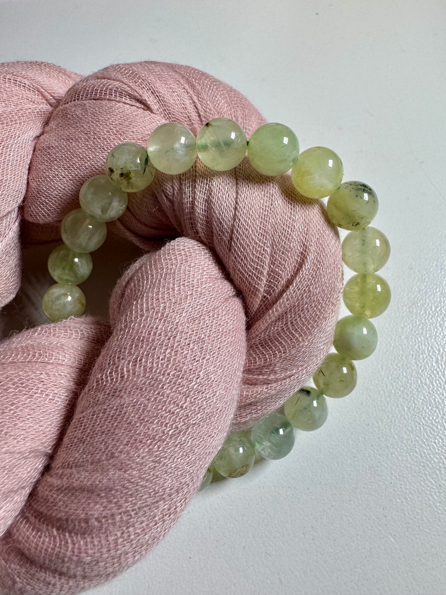 8mm Prehnite Bead Bracelet