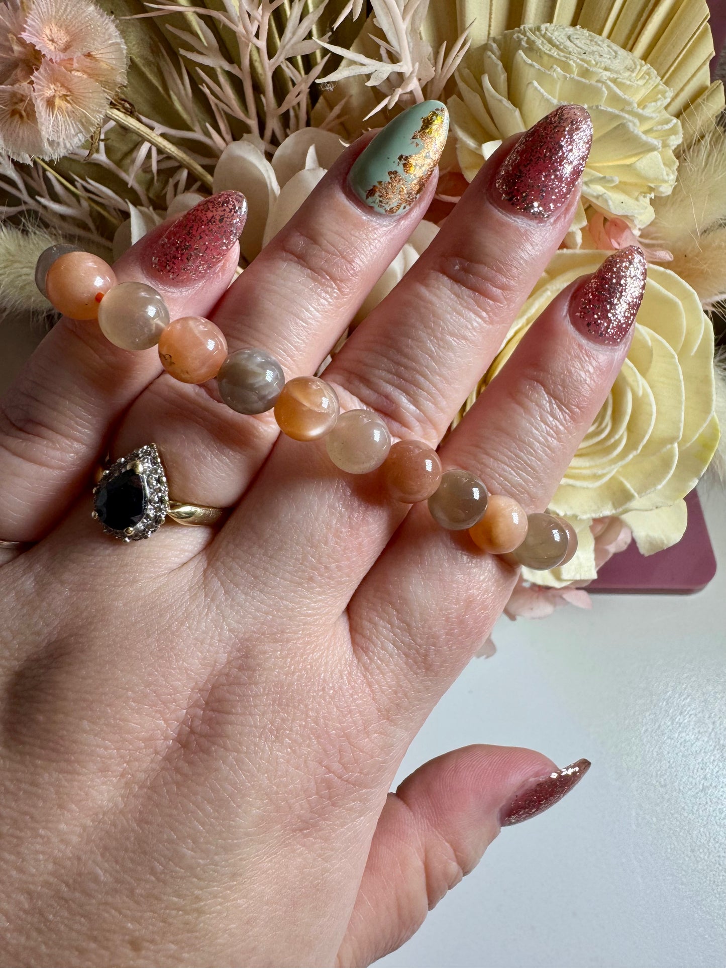 8mm Mixed Moonstone Bead Bracelet