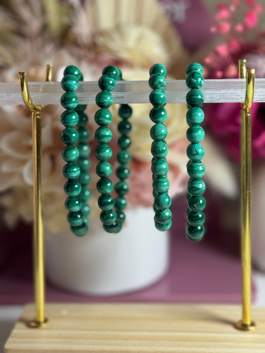 8mm Malachite Bead Bracelet