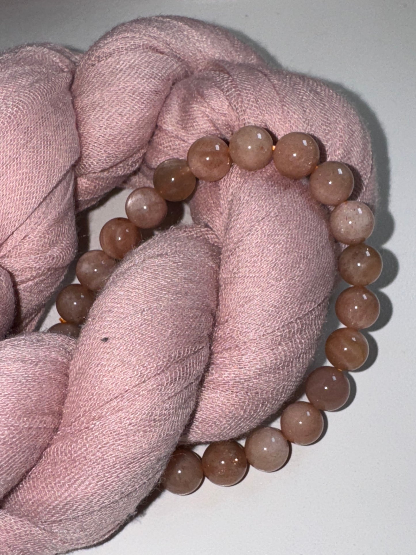 8mm Peach Moonstone Bead Bracelet