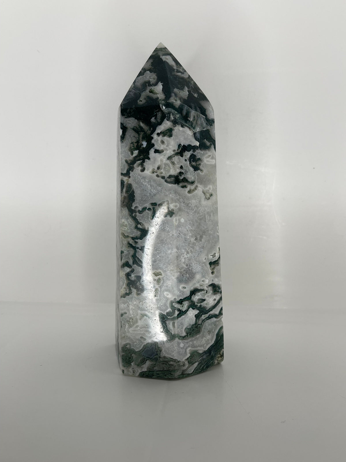 Extra Large Moss Agate Druzy Generator Tower