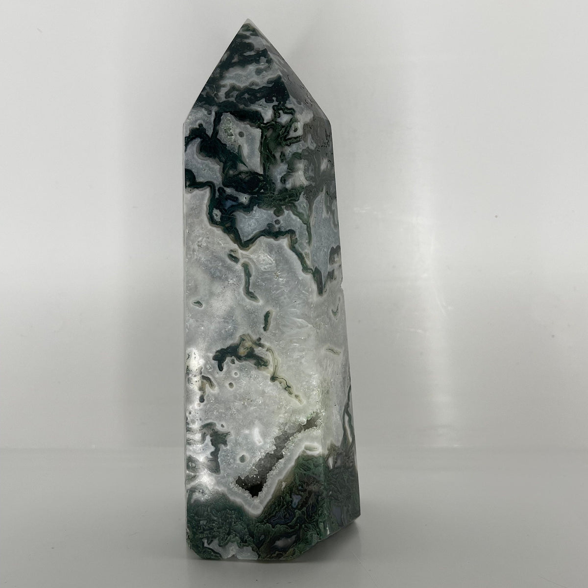 Extra Large Moss Agate Druzy Generator Tower
